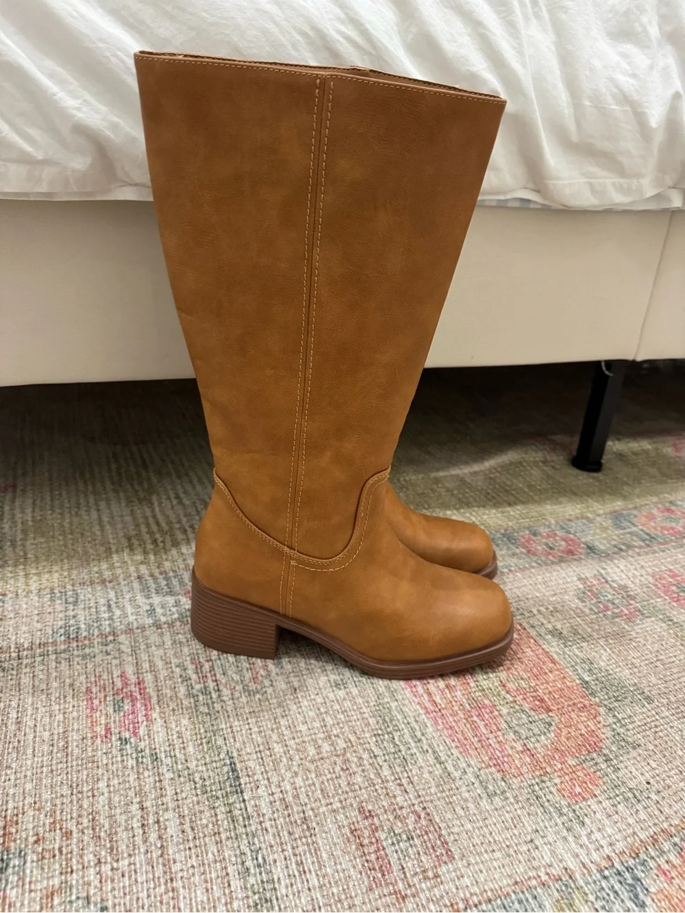 Haute Hippie Tall Leather Platform Boots in Cognac